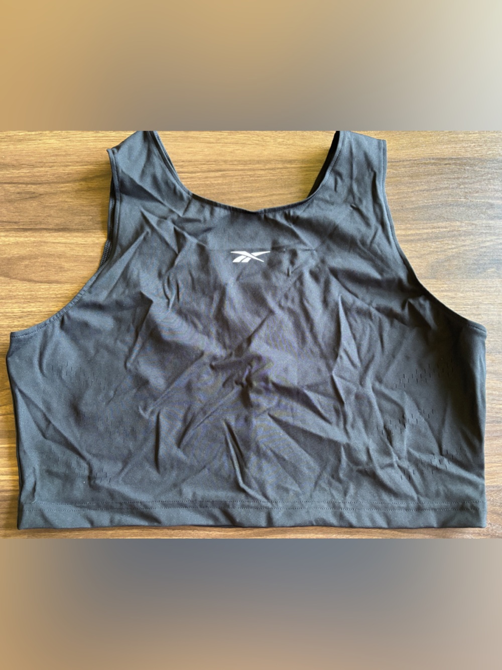 Reebok Black Scoop-Neck Athletic Crop Top with White Logo